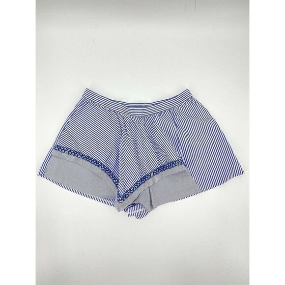 Thakoon Addition Shorts Sz 6 Blue White Striped Gathered Skort Poplin Cotton - Picture 1 of 8